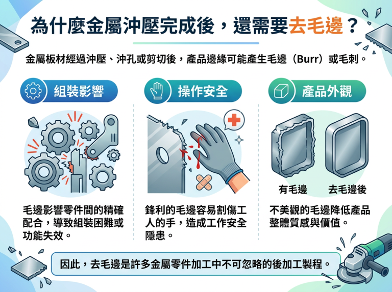彰化縣-耀德工業-模具開發-提供一站式製造 從設計到量產_生活五金-廠房設備-為什麼金屬沖壓完成後，還需要去毛邊？