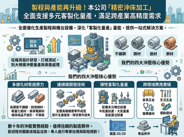 彰化縣-耀德工業-模具開發-提供一站式製造 從設計到量產 從開模到出貨的堅持：與精密五金沖床夥伴深化長期合作，打造不妥協的工藝品質-製程與產能再升級！本公司「精密沖床加工」 全面支援多元客製化量產，滿足跨產業高精度需求