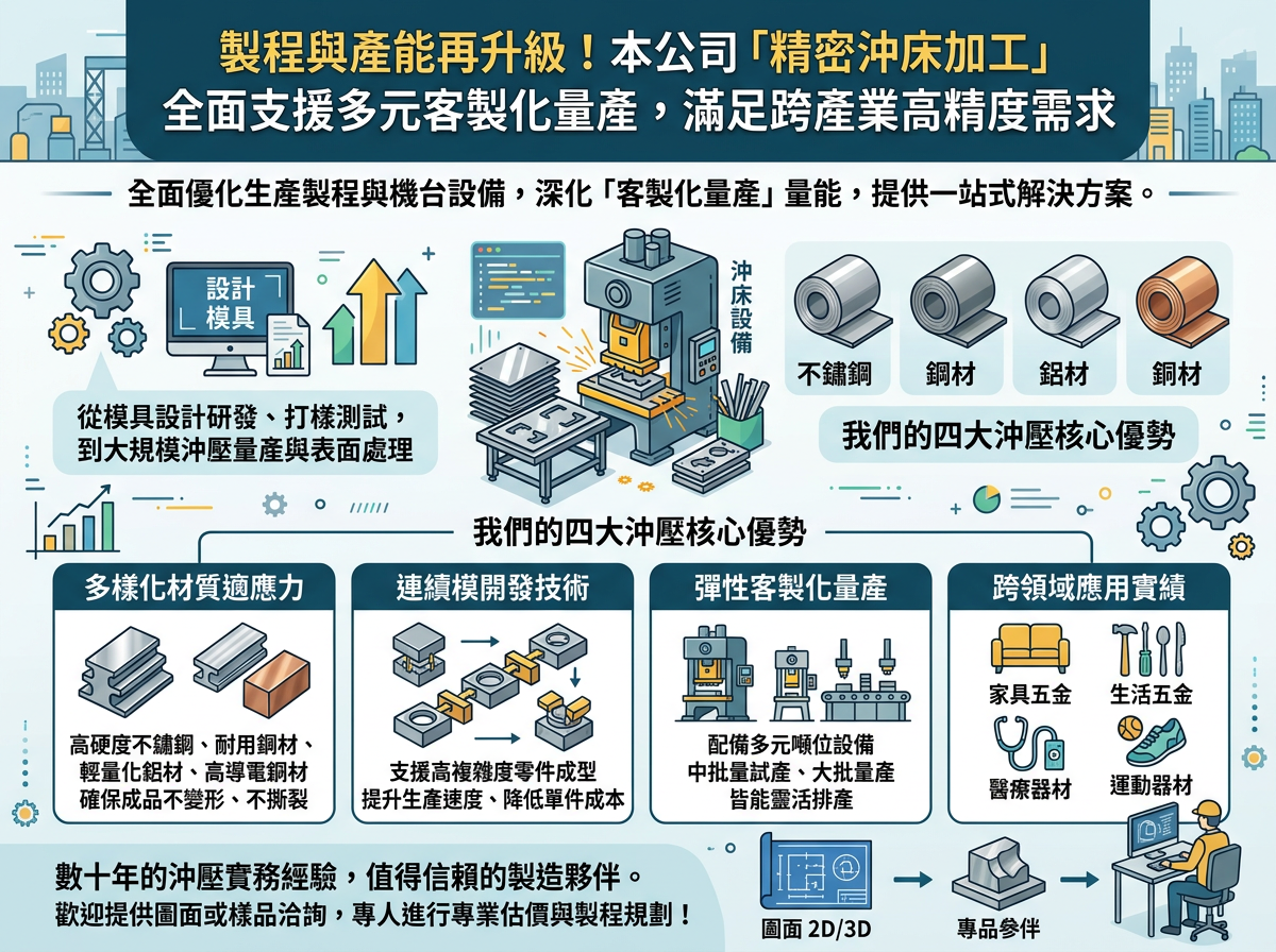 彰化縣-耀德工業-模具開發-提供一站式製造 從設計到量產 從開模到出貨的堅持：與精密五金沖床夥伴深化長期合作，打造不妥協的工藝品質-製程與產能再升級！本公司「精密沖床加工」 全面支援多元客製化量產，滿足跨產業高精度需求